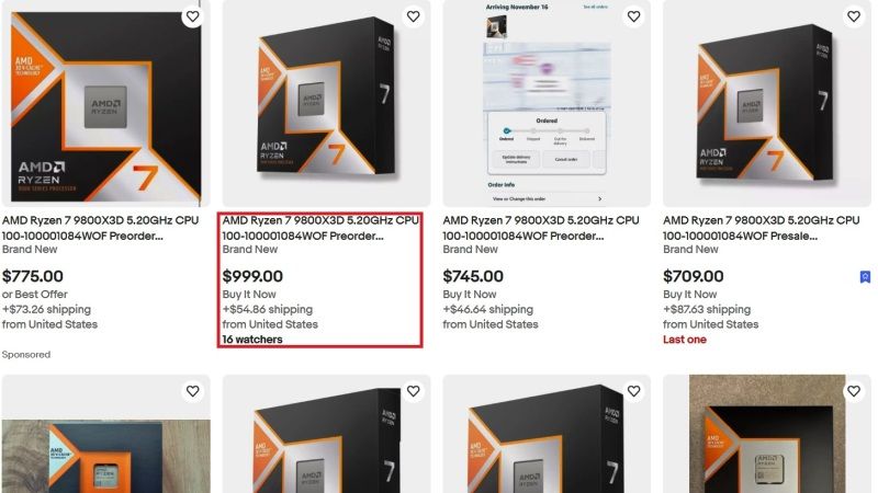 AMD Ryzen 7 9800X3D Sells Out of Stock, Resold for $1000 by Scalpers